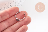 Bague réglable pour cabochon 8mm acier platine inoxydable 18mm, x1 (G10936)
