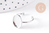 Bague réglable pour cabochon ovale 14x10mm en acier 304 inoxydable platine , x2 (G10295)