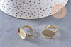 Bague réglable pour cabochon ovale 18.5x13.5mm en acier doré inoxydable 17mm, x2 (G4319)