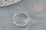 Bague réglable volutes argent 925 massif 18mm, x1 (G9142)