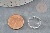 Bague réglable volutes argent 925 massif 18mm, x1 (G9142)