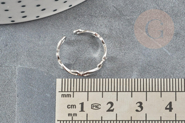 Bague réglable volutes argent 925 massif 20mm, x1 (G9142)