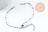 Base bracelet fin résine colorée acier 304 platine avec anneaux 2mm-16mm,x1 (G9494)