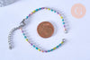 Base de bracelet acier doré platine résine multicolore avec anneaux 2.5mm,15.5cm, x1 (G4857)