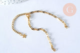 Base de bracelet ajustable acier doré 14k maille marine 16cm,x1 (G5963)
