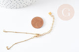 Base de bracelet ajustable satellite acier inoxydable doré 14k 14.5cm, x1 (G5973)