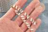 Base de bracelet chaine cheville laiton doré et perles verre blanche 16.2cm, x1 (G9635)