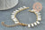 Base de bracelet chaine cheville laiton doré et perles verre blanche 16.2cm, x1 (G9635)