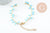 Base de bracelet chaine cheville laiton doré et perles verre turquoise 16.2cm, x1 (G9590)
