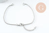 Base de bracelet chaine rolo acier 304 inoxydable platine 2.5mm-16.5cm, x1 (G9483)