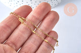Base de bracelet fine maille tube acier inoxydable 304 doré 14k avec anneaux 16mm, x1 (G4967)