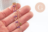 Base de bracelet réglable chaine acier 304 doré inoxydable résine violette 16.2cm, x1 (G9593)