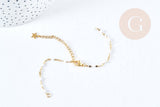 Base de bracelet réglable chaine résine blanche acier doré 14k inoxydable 16.2cm, x1 (G8623)