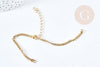 Base de bracelet réglable maille gourmette acier doré 304 inoxydable 15.5cm, x1 (G8624)