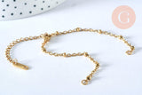 Base de bracelet réglable satellite or acier 14k 15.8cm, sans nickel, bracelet or acier inoxydable, x1 G5968
