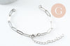 Base de bracelet unisexe chaine rectangle acier 304 inoxydable platine 4mm-14.5cm, x1 (G9497)
