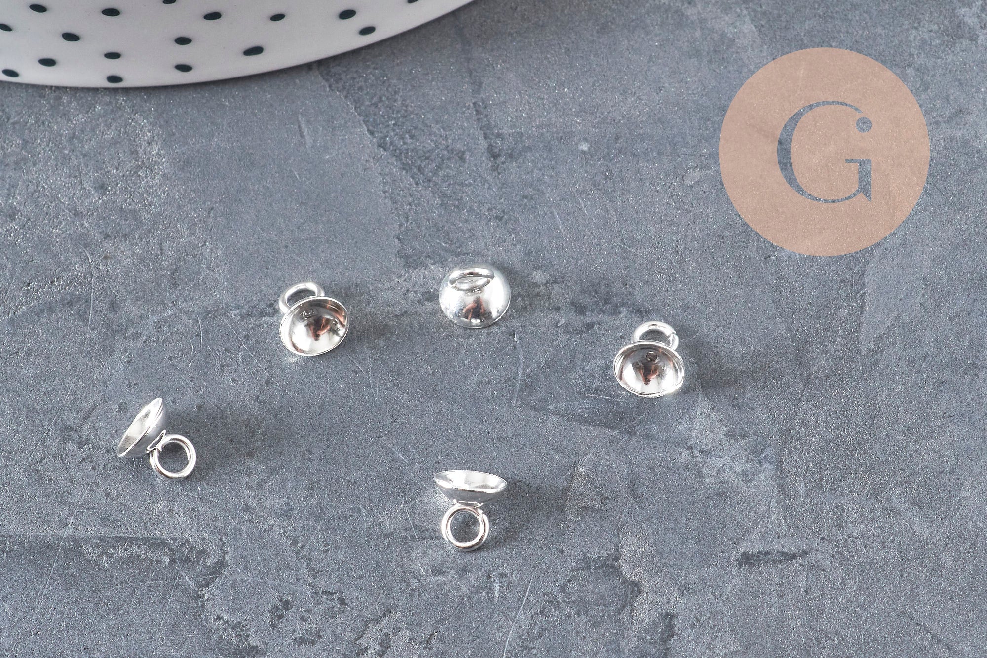 201 Stainless Steel Silver-Plated Cup Pendant Bail, 6mm, x5 (G11170)