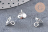 Bélière pendentif coupelle en acier 201 inoxydable argenté 7x10mm, x10 (G10903)