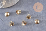 Bélière pendentif coupelles en acier doré 304 inoxydable 8x7mm, x10 (G4844)