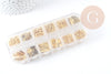 Boite Kit mix de 12 types de fournitures et perles zamac laiton doré, x1 (G8843)