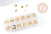 Boite Kit mix de 12 types de fournitures et perles zamac laiton doré, x1 (G8843)