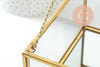 Boite à bijoux verre carré métal doré rectangle 13.1cm, x1 (G9766)