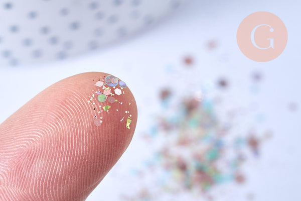 Boite paillettes holographiques nailart inclusion résine ou création pâte polymère, x1 boite de 0.3 gr (G6855)