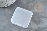 Boite rangement perles en plastique carrée 6.4cm, x1 (G0165)