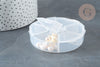 Boite rangement perles en plastique ronde 6 compartiments 7.8cm, x1 (G7213)