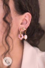 Boucles abeille doré laiton 18k tige argent 925 14mm, la paire (G2500)