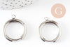 Boucles créole avec anneau dormeuse acier 201 inoxydable platine 25mm, x2 (G9320)