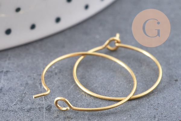 Boucles créoles laiton brut 20mm, x10 (G3730)