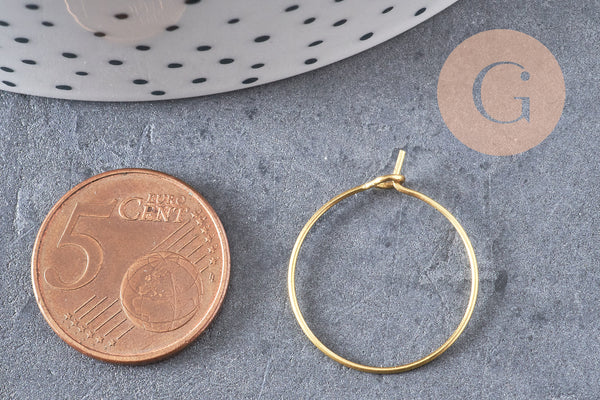 Boucles créoles laiton brut 20mm, x10 (G3730)