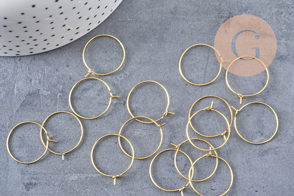 Boucles créoles laiton brut 20mm, x10 (G3730)