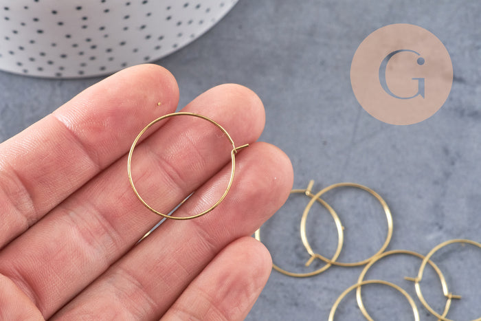 Boucles créoles laiton brut 25mm, x10 (G1906)
