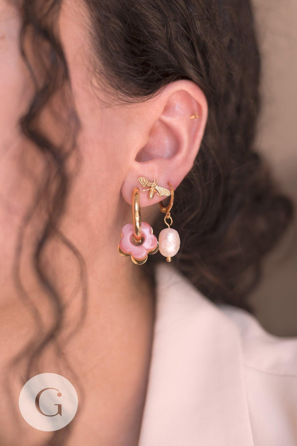 Boucles créoles minimalistes acier 304 inoxydable doré IP 18K 14mm, la paire (G3467)