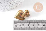 Boucles d'oreille coeur acier 304 inoxydable doré IP 18K 31mm, la paire (G10280)