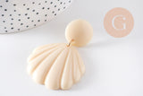 Boucles d'oreille coquillage résine colorée acier 316 inoxydable doré 59mm, la paire (G10354)