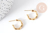 Boucles d'oreilles Créoles Bambou laiton doré 24mm, la paire (G9011)