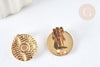 Boucles d'oreilles à clip acier 304 inoxydable doré cabochon rond 16mm, la paire (G7908)