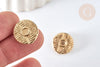 Boucles d'oreilles à clip acier 304 inoxydable doré cabochon rond 16mm, la paire (G7908)