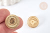 Boucles d'oreilles à clip acier 304 inoxydable doré cabochon rond 18mm, la paire (G7459)
