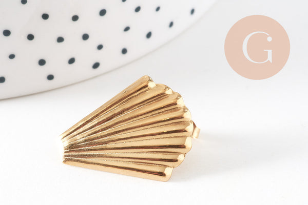 Boucles d'oreilles coquillage acier inoxydable 304 doré 26mm, la paire, (G10756)