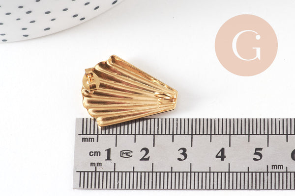 Boucles d'oreilles coquillage acier inoxydable 304 doré 26mm, la paire, (G10756)