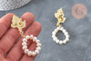 Boucles d'oreilles perles eau douce support coquillage laiton doré 45mm, la paire (G3206)