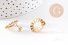 Boucles d'oreilles puce disque texturé acier 304 inoxydable doré IP 18K 18mm, la paire (G10477)