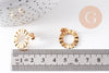 Boucles d'oreilles puce disque texturé acier 304 inoxydable doré IP 18K 18mm, la paire (G10477)