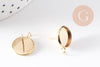 Boucles puce support cabochon rond 12mm avec anneau acier 304 inoxydable doré, x2 (G10510)