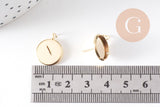 Boucles puce support cabochon rond 12mm avec anneau acier 304 inoxydable doré, x2 (G10510)