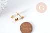Boucles puce support cabochon rond 6mm laiton doré 16K, la paire (G8922)